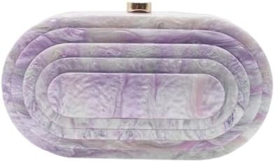 Acrylic Evening Clutch Bag for Women Shell Shape Shoulder Crossbody Bag Glitter Marble Purse Handbag