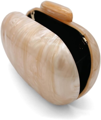 Acrylic Evening Clutch Bag for Women Shell Shape Shoulder Crossbody Bag Glitter Marble Purse Handbag