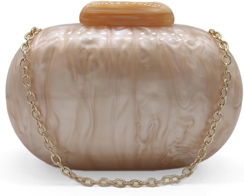 Acrylic Evening Clutch Bag for Women Shell Shape Shoulder Crossbody Bag Glitter Marble Purse Handbag