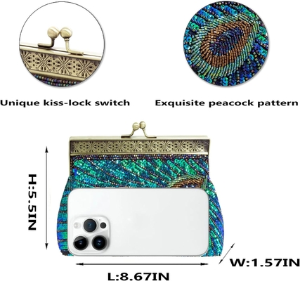 VINTAGE STYLE BEADED AND SEQUINED EVENING BAG WEDDING PARTY HANDBAG CLUTCH PURSE FOR WOMEN EVENING