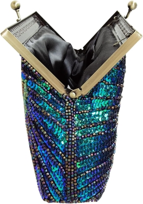 VINTAGE STYLE BEADED AND SEQUINED EVENING BAG WEDDING PARTY HANDBAG CLUTCH PURSE FOR WOMEN EVENING