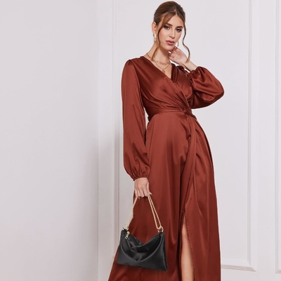 Women’s Satin Evening Bag Clutch Purse Handbag for Women Wedding Shoulder Bag with 2 Chains for Formal Cocktail Party