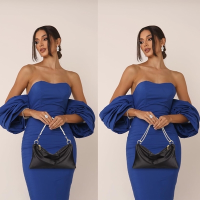 Women’s Satin Evening Bag Clutch Purse Handbag for Women Wedding Shoulder Bag with 2 Chains for Formal Cocktail Party