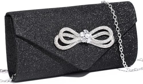 WOMEN EVENING HANDBAG SHINY CRYSTAL BOW FLAP CLUTCH PURSE FOR WOMEN WEDDING PARTY PROM PURSE