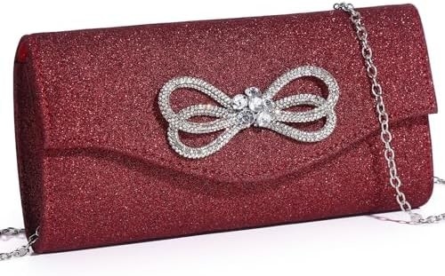 WOMEN EVENING HANDBAG SHINY CRYSTAL BOW FLAP CLUTCH PURSE FOR WOMEN WEDDING PARTY PROM PURSE