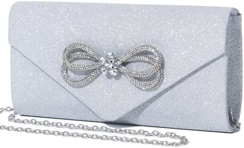 WOMEN EVENING HANDBAG SHINY CRYSTAL BOW FLAP CLUTCH PURSE FOR WOMEN WEDDING PARTY PROM PURSE