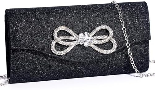 WOMEN EVENING HANDBAG SHINY CRYSTAL BOW FLAP CLUTCH PURSE FOR WOMEN WEDDING PARTY PROM PURSE