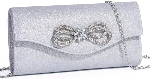 WOMEN EVENING HANDBAG SHINY CRYSTAL BOW FLAP CLUTCH PURSE FOR WOMEN WEDDING PARTY PROM PURSE