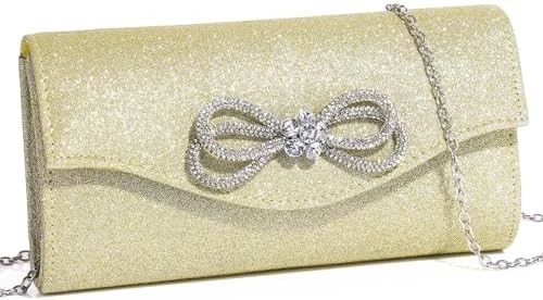 WOMEN EVENING HANDBAG SHINY CRYSTAL BOW FLAP CLUTCH PURSE FOR WOMEN WEDDING PARTY PROM PURSE