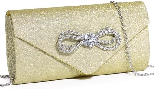 WOMEN EVENING HANDBAG SHINY CRYSTAL BOW FLAP CLUTCH PURSE FOR WOMEN WEDDING PARTY PROM PURSE