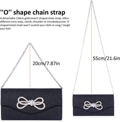 WOMEN EVENING HANDBAG SHINY CRYSTAL BOW FLAP CLUTCH PURSE FOR WOMEN WEDDING PARTY PROM PURSE
