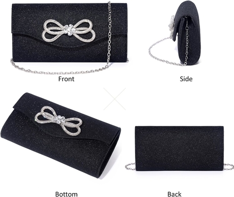 WOMEN EVENING HANDBAG SHINY CRYSTAL BOW FLAP CLUTCH PURSE FOR WOMEN WEDDING PARTY PROM PURSE