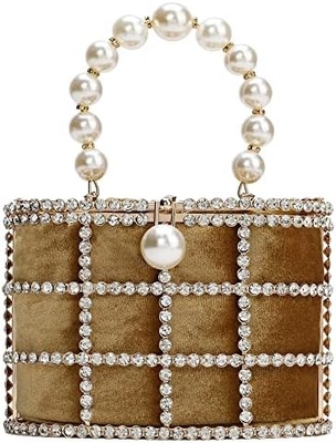 EVENING HANDBAG WOMEN CLUTCH PURSES WITH PEARL DIAMONDS FOR WEDDING PROM BIRTHDAY PARTY DINNER ACCESSORIES