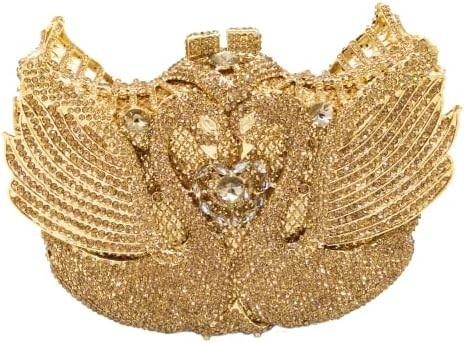 BOUTIQUE DE FGG WOMEN SWAN CLUTCH CRYSTAL EVENING BAGS WEDDING PARTY DINNER LADIES RHINESTONE MINAUDIERE HANDBAG