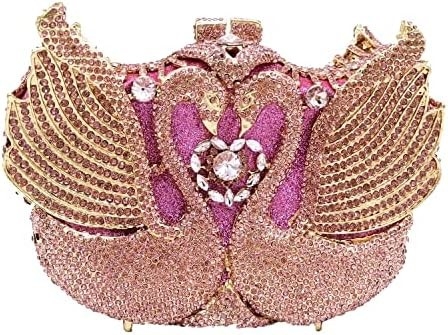 BOUTIQUE DE FGG WOMEN SWAN CLUTCH CRYSTAL EVENING BAGS WEDDING PARTY DINNER LADIES RHINESTONE MINAUDIERE HANDBAG