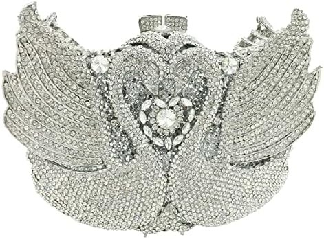 BOUTIQUE DE FGG WOMEN SWAN CLUTCH CRYSTAL EVENING BAGS WEDDING PARTY DINNER LADIES RHINESTONE MINAUDIERE HANDBAG