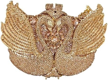 BOUTIQUE DE FGG WOMEN SWAN CLUTCH CRYSTAL EVENING BAGS WEDDING PARTY DINNER LADIES RHINESTONE MINAUDIERE HANDBAG