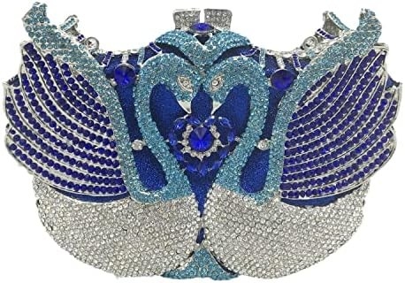 BOUTIQUE DE FGG WOMEN SWAN CLUTCH CRYSTAL EVENING BAGS WEDDING PARTY DINNER LADIES RHINESTONE MINAUDIERE HANDBAG