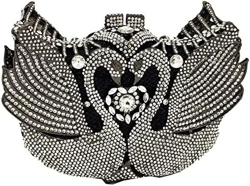 BOUTIQUE DE FGG WOMEN SWAN CLUTCH CRYSTAL EVENING BAGS WEDDING PARTY DINNER LADIES RHINESTONE MINAUDIERE HANDBAG