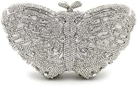 UMREN WOMEN’S ELEGANT BUTTERFLY RHINESTONE EVENING BAGS LUXURY CRYSTAL CLUTCH WEDDING PARTY COCKTAIL HANDBAG PURSE