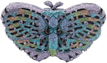 UMREN WOMEN’S ELEGANT BUTTERFLY RHINESTONE EVENING BAGS LUXURY CRYSTAL CLUTCH WEDDING PARTY COCKTAIL HANDBAG PURSE