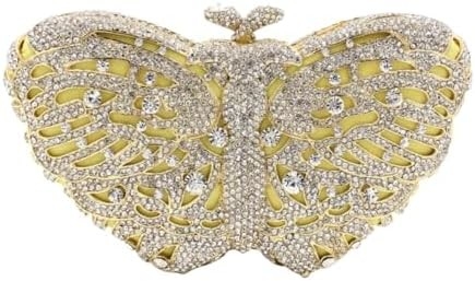 UMREN WOMEN’S ELEGANT BUTTERFLY RHINESTONE EVENING BAGS LUXURY CRYSTAL CLUTCH WEDDING PARTY COCKTAIL HANDBAG PURSE