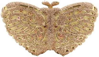 UMREN WOMEN’S ELEGANT BUTTERFLY RHINESTONE EVENING BAGS LUXURY CRYSTAL CLUTCH WEDDING PARTY COCKTAIL HANDBAG PURSE