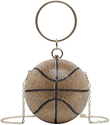 UMREN WOMEN BASKETBALL SHAPED CROSS BODY PURSE RHINESTONE ROUND BALL CRYSTAL EVENING BAG CLUTCH HANDBAG FOR WEDDING
