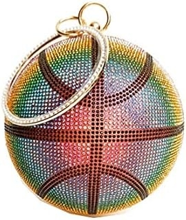 UMREN WOMEN BASKETBALL SHAPED CROSS BODY PURSE RHINESTONE ROUND BALL CRYSTAL EVENING BAG CLUTCH HANDBAG FOR WEDDING