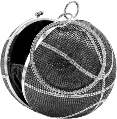 UMREN WOMEN BASKETBALL SHAPED CROSS BODY PURSE RHINESTONE ROUND BALL CRYSTAL EVENING BAG CLUTCH HANDBAG FOR WEDDING