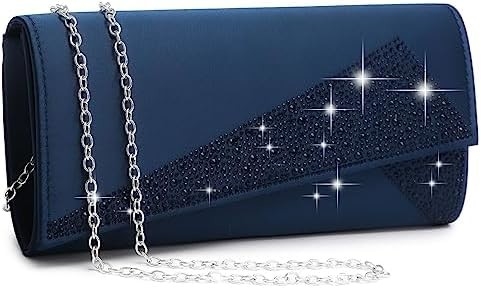 DASEIN WOMEN'S SATIN RHINESTONE CLUTCH EVENING BAGS SPARKLE GLITTER SHINY PURSE HANDBAG FOR PARTY WEDDING COCKTAIL PROM