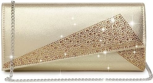 DASEIN WOMEN'S SATIN RHINESTONE CLUTCH EVENING BAGS SPARKLE GLITTER SHINY PURSE HANDBAG FOR PARTY WEDDING COCKTAIL PROM