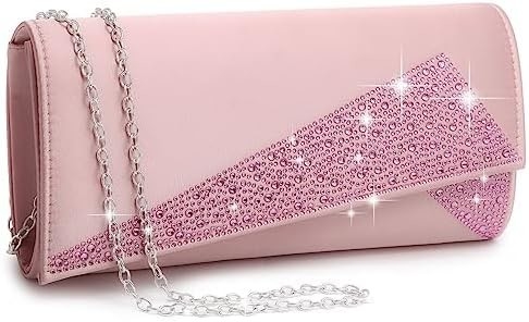 DASEIN WOMEN'S SATIN RHINESTONE CLUTCH EVENING BAGS SPARKLE GLITTER SHINY PURSE HANDBAG FOR PARTY WEDDING COCKTAIL PROM