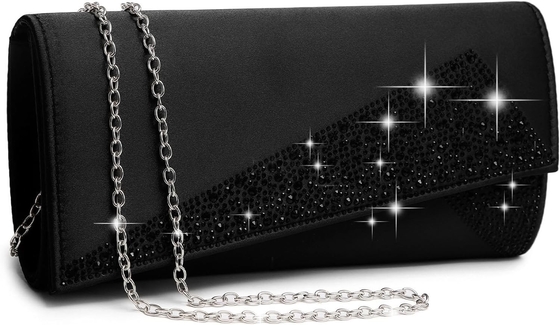 DASEIN WOMEN'S SATIN RHINESTONE CLUTCH EVENING BAGS SPARKLE GLITTER SHINY PURSE HANDBAG FOR PARTY WEDDING COCKTAIL PROM