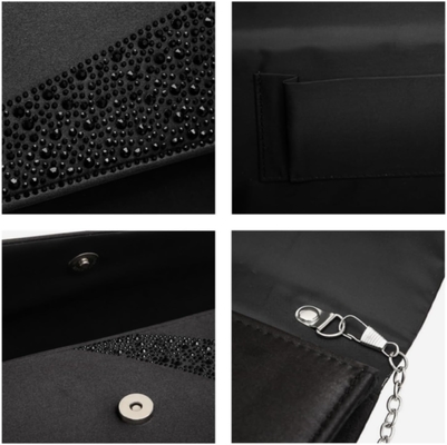 DASEIN WOMEN'S SATIN RHINESTONE CLUTCH EVENING BAGS SPARKLE GLITTER SHINY PURSE HANDBAG FOR PARTY WEDDING COCKTAIL PROM