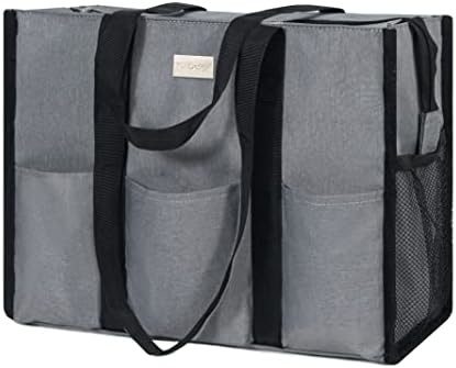 TOPDESIGN UTILITY WATER RESISTANT TOTE BAG WITH 13 EXTERIOR &amp; INTERIOR POCKETS, TOP ZIPPER CLOSURE &amp; THICK BOTTOM SUPPOR