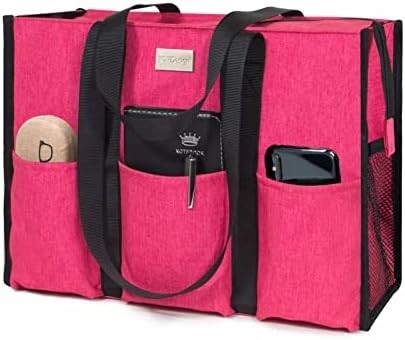 TOPDESIGN UTILITY WATER RESISTANT TOTE BAG WITH 13 EXTERIOR &amp; INTERIOR POCKETS, TOP ZIPPER CLOSURE &amp; THICK BOTTOM SUPPOR