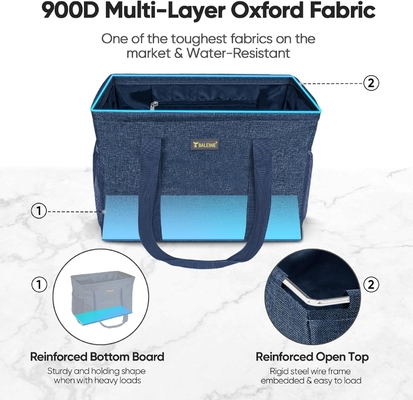 BALEINE EXTRA LARGE UTILITY TOTE BAG WITH WIRE FRAME FOR STORAGE (BLUE, 16.5''X14''X10'')