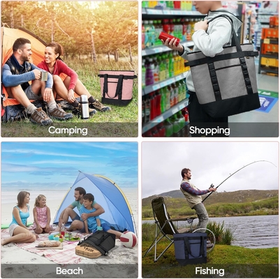 BALEINE LARGE 36-CAN COOLER BAGS INSULATED, PEVA SOFT COOLER TOTE BAG, INSULATED GROCERY BAGS WITH ZIPPERED TOP