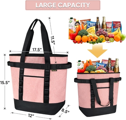BALEINE LARGE 36-CAN COOLER BAGS INSULATED, PEVA SOFT COOLER TOTE BAG, INSULATED GROCERY BAGS WITH ZIPPERED TOP