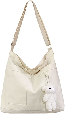 Brand: Kehpish Economical Cotton Canvas Tote Bag,Women Hobo Shoulder Bag Crossbody Handbag with 3 External Pocket
