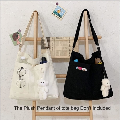 Brand: Kehpish Economical Cotton Canvas Tote Bag,Women Hobo Shoulder Bag Crossbody Handbag with 3 External Pocket