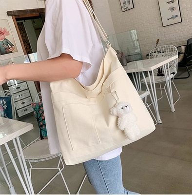 Brand: Kehpish Economical Cotton Canvas Tote Bag,Women Hobo Shoulder Bag Crossbody Handbag with 3 External Pocket