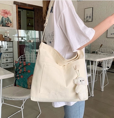 Brand: Kehpish Economical Cotton Canvas Tote Bag,Women Hobo Shoulder Bag Crossbody Handbag with 3 External Pocket