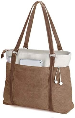 WOMEN LAPTOP TOTE BAG FOR WORK LIGHTWEIGHT SPLICE CANVAS 15.6 INCH HANDBAG PURSE