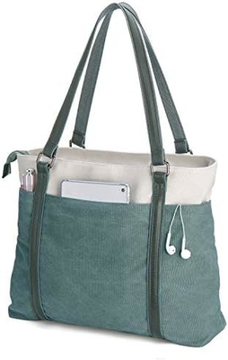 WOMEN LAPTOP TOTE BAG FOR WORK LIGHTWEIGHT SPLICE CANVAS 15.6 INCH HANDBAG PURSE