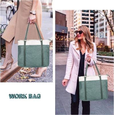WOMEN LAPTOP TOTE BAG FOR WORK LIGHTWEIGHT SPLICE CANVAS 15.6 INCH HANDBAG PURSE