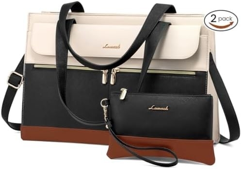 LOVEVOOK LAPTOP BAG FOR WOMEN 15.6 INCH LAPTOP TOTE WORK BAG PROFESSIONAL LEATHER COMPUTER BRIEFCASE WATERPROOF BUSINESS