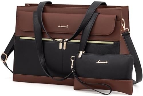 LOVEVOOK LAPTOP BAG FOR WOMEN 15.6 INCH LAPTOP TOTE WORK BAG PROFESSIONAL LEATHER COMPUTER BRIEFCASE WATERPROOF BUSINESS
