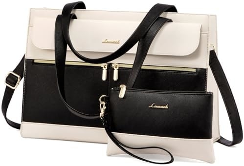 LOVEVOOK LAPTOP BAG FOR WOMEN 15.6 INCH LAPTOP TOTE WORK BAG PROFESSIONAL LEATHER COMPUTER BRIEFCASE WATERPROOF BUSINESS